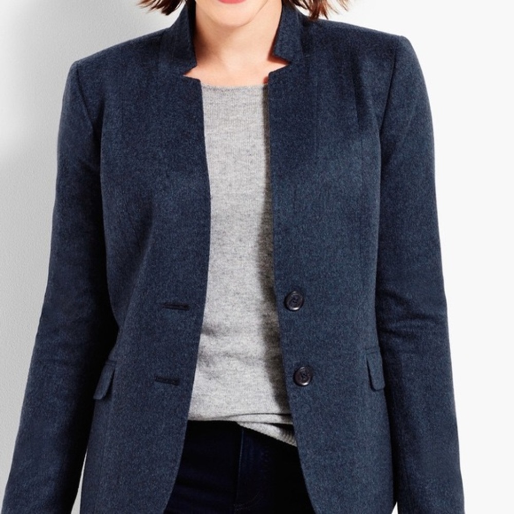 TALBOTS Steel Blue Cashmere and Wool Blazer